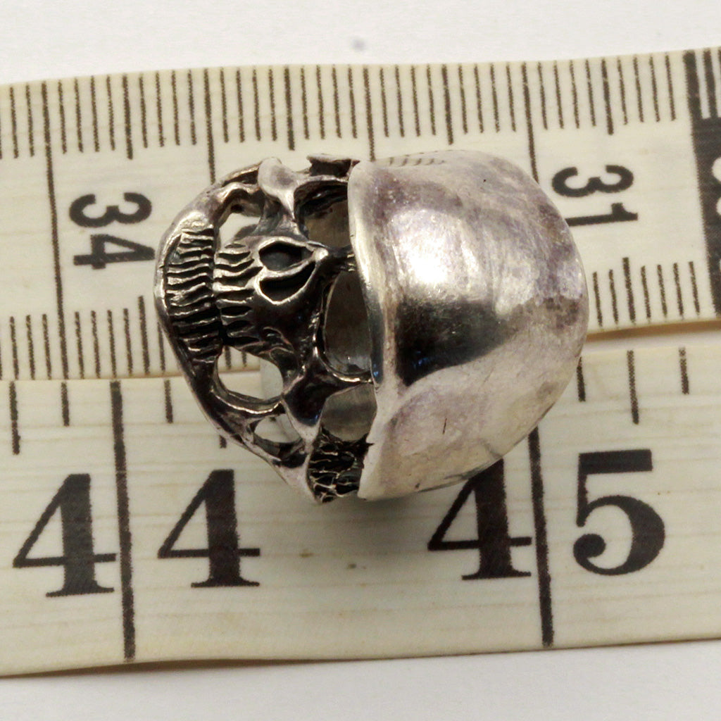 Skull ring sterling silver Man's Biker Hell's Angels Goth jewelry helmet (7342)