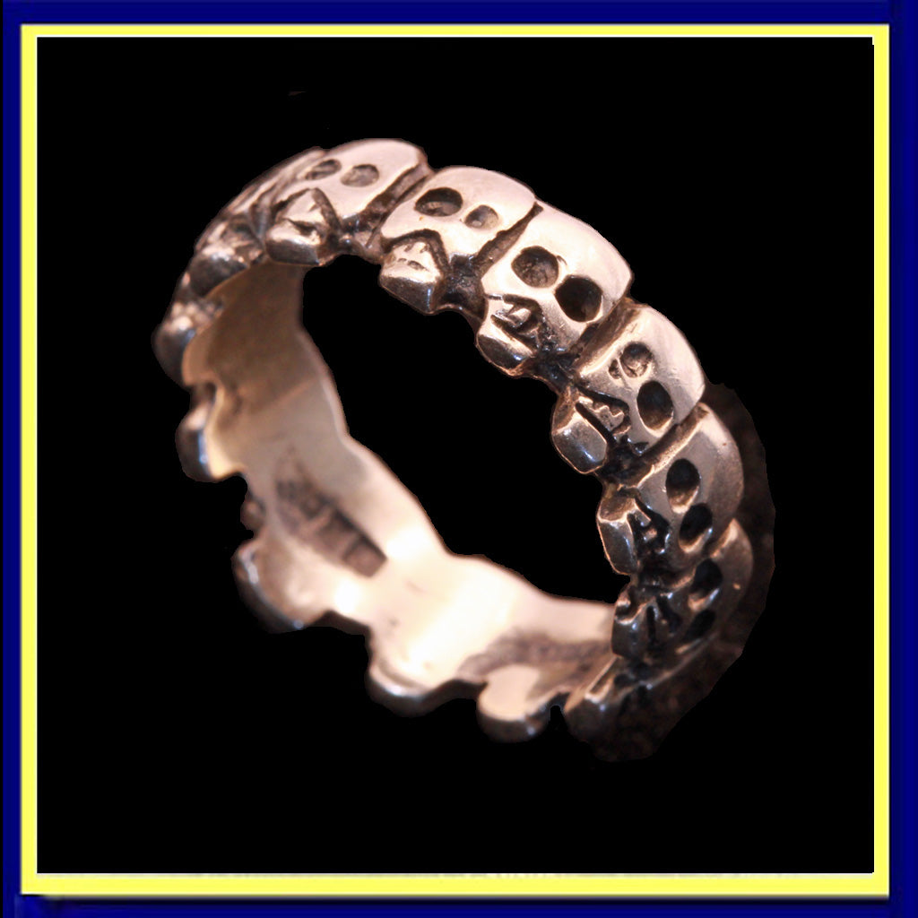 vintage skull ring silver Biker Goth jewelry Calaveras Dia de los Muertos