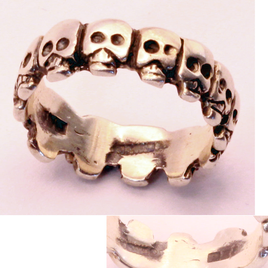Vintage skull ring silver Biker Goth jewelry Calaveras Dia de los Muertos (7346)