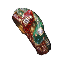 Antique Victorian ring double snake 18k gold enamel diamonds gems Hallmarks(7371)