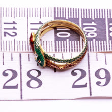 Antique Victorian ring double snake 18k gold enamel diamonds gems Hallmarks(7371)