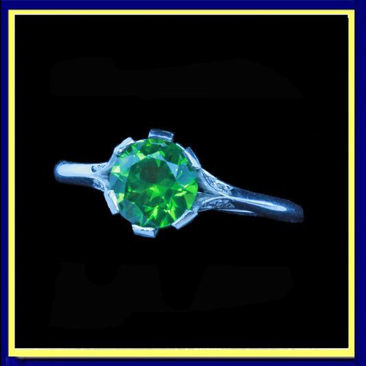 ring demantoid garnet diamonds platinum engagement ring