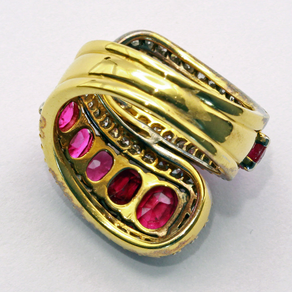 Vintage ring 7.86ct rubies diamonds 14k gold circa 1950-60's (7408)