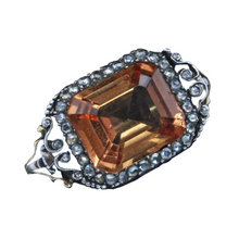 Antique Georgian ring Certified Imperial topaz diamond gold silver English(7412)