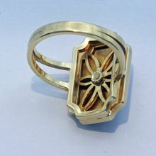 Antique ring gold silver diamonds blue enamel Europe bagues au firmament (7422)