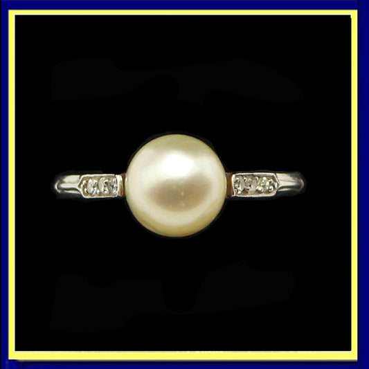 belle epoque edwardian ring natural pearl diamonds platinum French