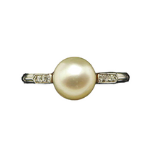 Antique Belle Epoque Ring Natural Pearl Certified Platinum Diamonds French (7443)