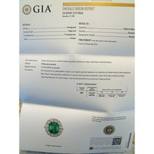 Antique Ring Emerald Diamonds Platinum Gold Made in France c1920 GIA cert (7444)