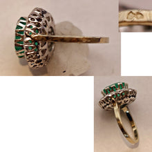Antique Ring Emerald Diamonds Platinum Gold Made in France c1920 (7444)