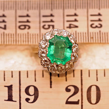 Antique Ring Emerald Diamonds Platinum Gold Made in France c1920 (7444)