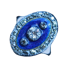 Antique Georgian ring Diamonds Gold Silver Blue Enamel Old Cut diamonds (7445)
