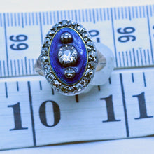 Antique Georgian ring Diamonds Gold Silver Blue Enamel Old Cut diamonds (7445)
