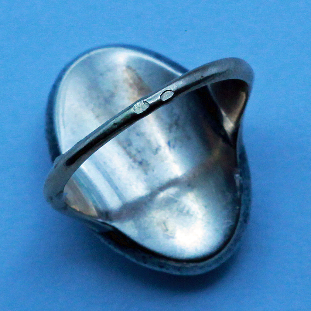 Antique Georgian ring Diamonds Gold Silver Blue Enamel Old Cut diamonds (7445)