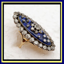 Antique Georgian Ring gold silver diamonds royal blue paste big statement (7461)