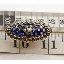 Antique Georgian Ring gold silver diamonds royal blue paste big statement (7461)