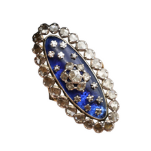 Antique Georgian Ring gold silver diamonds royal blue paste big statement (7461)
