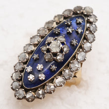 Antique Georgian Ring gold silver diamonds royal blue paste big statement (7461)