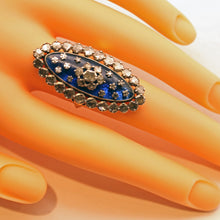 Antique Georgian Ring gold silver diamonds royal blue paste big statement (7461)