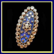 Antique Georgian Ring gold silver diamonds royal blue paste big statement (7461)