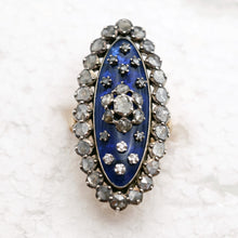 Antique Georgian Ring gold silver diamonds royal blue paste big statement (7461)