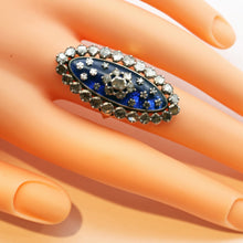 Antique Georgian Ring gold silver diamonds royal blue paste big statement (7461)