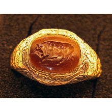 Antique Victorian ring gold silver w ancient carved intaglio bull (7474)