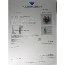 Vintage ring cushion cut 4.90ct pink tourmaline 3.03ct diamonds 18k w gold (7486)