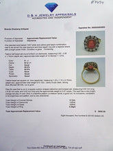 Vintage Art Deco ring cushion cut fire opal diamonds sapphires 14k gold (7494)