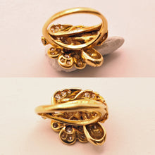 Vintage diamond ring 18k gold c1950 attributed to Boucheron French flower (7507)