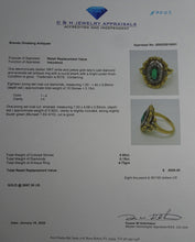 Antique Victorian Ring Emerald Diamonds 18k Gold Napoleon III French (7525)