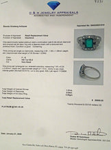 Antique Art Deco ring emerald diamond platinum engagement AGL certificate (7531)