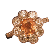 Antique Ring Padparadscha Sapphire Diamonds Engagement ring Platinum Certif(7532)