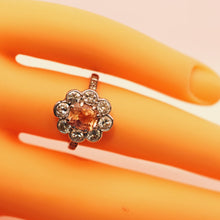 Antique Ring Padparadscha Sapphire Diamonds Engagement ring Platinum Certif(7532)