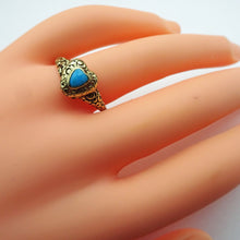 Antique Georgian gold turquoise heart secret poison ring locket memorial (7539)