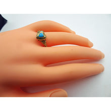 Antique Georgian gold turquoise heart secret poison ring locket memorial (7539)