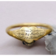 Antique Georgian gold turquoise heart secret poison ring locket memorial (7539)