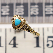 Antique Georgian gold turquoise heart secret poison ring locket memorial (7539)