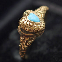 Antique Georgian gold turquoise heart secret poison ring locket memorial (7539)