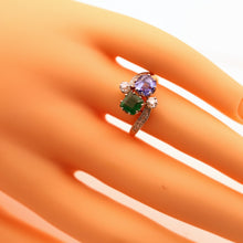 Antique Deco ring emerald sapphire diamonds gold platinum crossover French (7542)