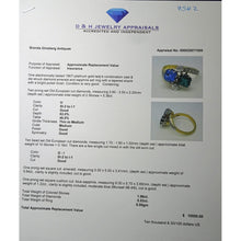 Antique Deco ring emerald sapphire diamonds gold platinum crossover French (7542)