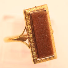 Antique Georgian Ring 18k gold goldstone French secret cherub Unisex (7558)