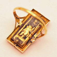 Antique Georgian Ring 18k gold goldstone French secret cherub Unisex (7558)