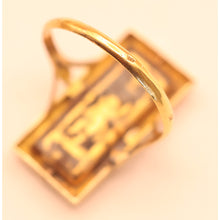 Antique Georgian Ring 18k gold goldstone French secret cherub Unisex (7558)