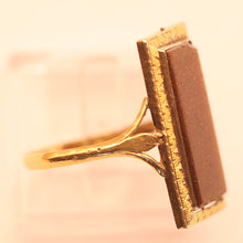 Antique Georgian Ring 18k gold goldstone French secret cherub Unisex (7558)