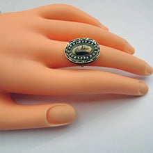 Antique Georgian Ring moss agate 18k gold pearls enamel locket secret (7559)