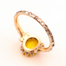 Antique ring gold silver diamonds yellow paste solitaire engagement ring (7588)