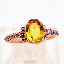 Antique ring gold silver diamonds yellow paste solitaire engagement ring (7588)