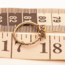 Antique ring gold silver diamonds yellow paste solitaire engagement ring (7588)