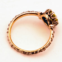 Antique ring gold silver diamonds yellow paste solitaire engagement ring (7588)