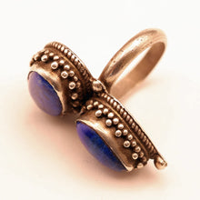 Vintage silver lapis lazuli ring handmade ethnic Nepali Hindu symbolism (7597)